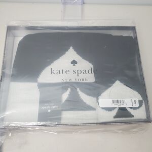 Kate Spade Black and White Spade Glove & Hat Boxed Gift Set. One Size.